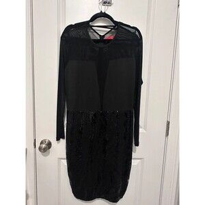 Red Dot Boutique Black Mesh Sequin Cocktail Dress - XL